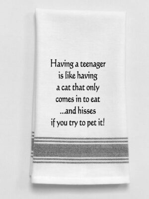 Having a teenager is like having a cat that only comes out to eat...and hisses if you try to pet it!
